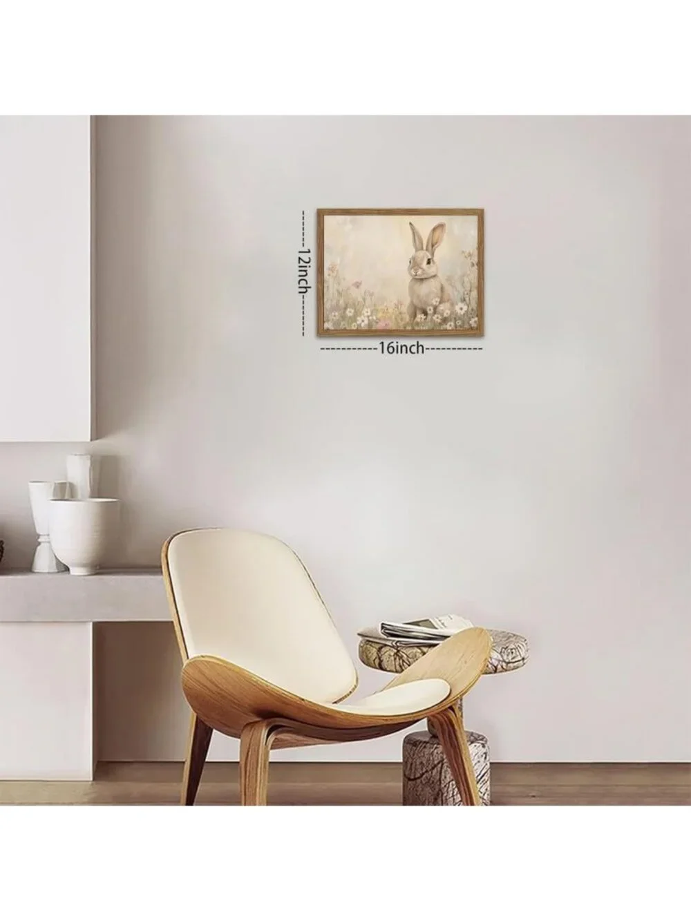 Spring Rabbit Wall Art - Vintage Floral Canvas Decor for Kids & Living Room